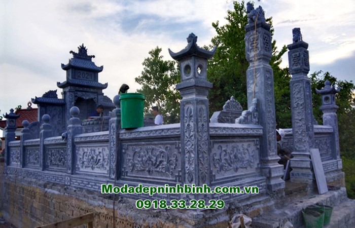 Mẫu khu lăng mộ gia đình đá xanh tự nhiên lắp đặt tại Đà Nẵng