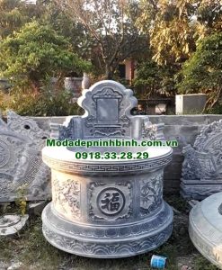 Mẫu mộ tròn đá xanh nguyên khối bán tại Bắc Ninh