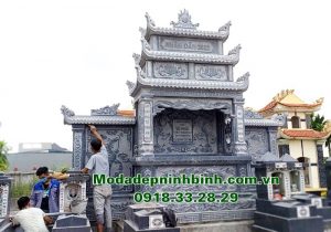 Lăng thờ đá lăng mộ đẹp lắp đặt cho gia đình chú Tân tại Hải Dương